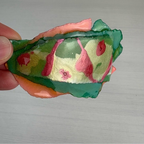 Vintage‎ 90s Postmodern Brooches Pins Set of 2 Handmade Paper Mache Acrylic - Picture 5 of 17